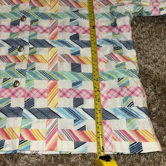 Alfred Dunner Madras Plaid Shacket Sz 18 Linen Button Down Shirt Boxy Patchwork - Picture 6 of 8